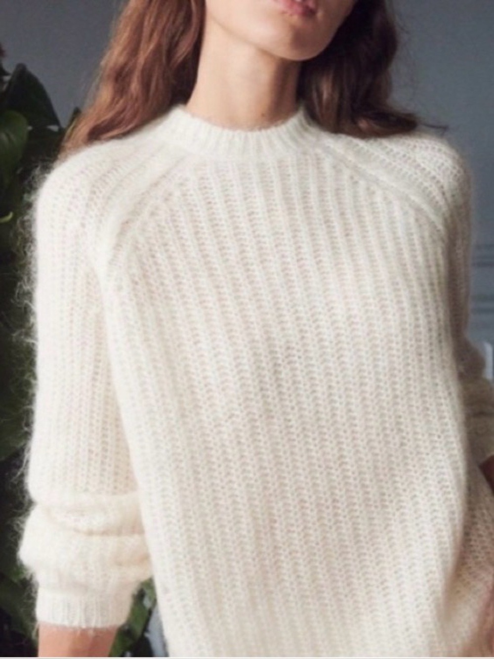 Sezane ivory mock neck sweater